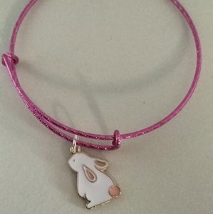Pink and white bunny on pink bracelet